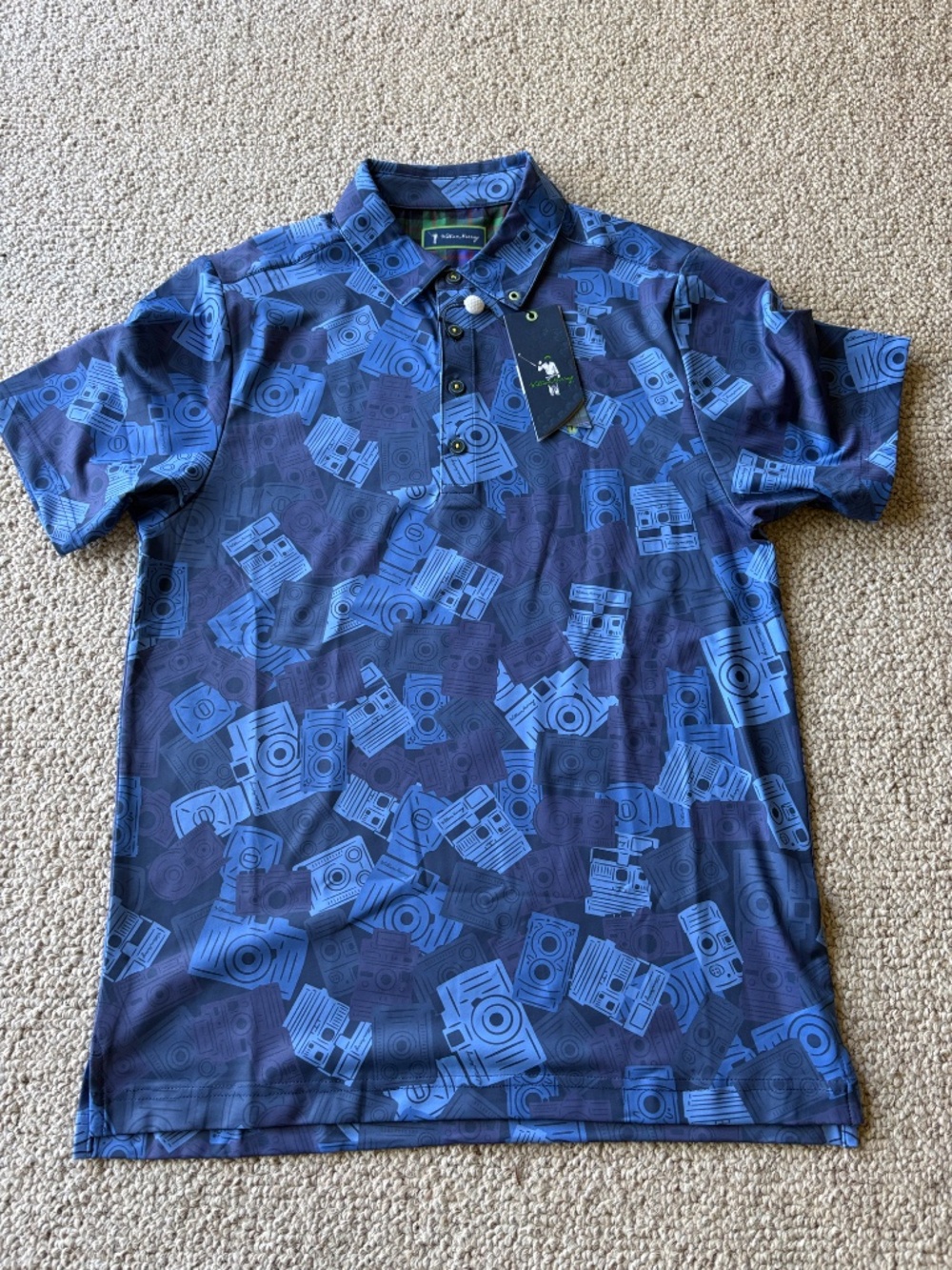 William Murray Golf Candid Camera Polo NWT Men’s Small Blue Preppy - Picture 2 of 7